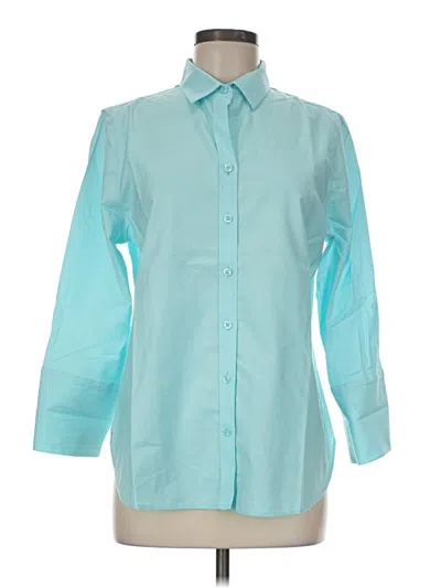 Pre-owned Chico's Long Sleeve Button Down Shirt In Teal