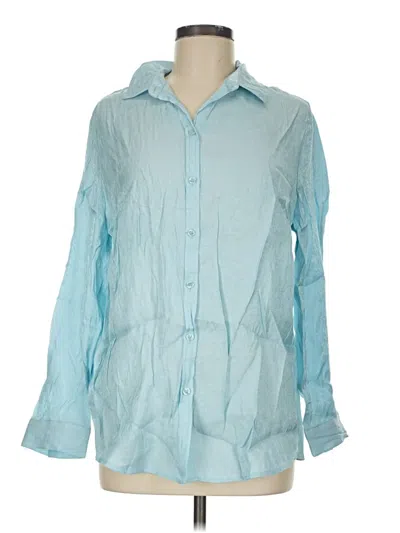 Pre-owned Chico's Long Sleeve Button Down Shirt In Teal