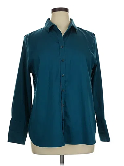 Pre-owned Chico's Long Sleeve Button Down Shirt In Teal