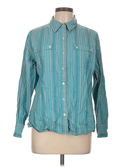 Pre-owned Chico's Long Sleeve Button Down Shirt In Teal
