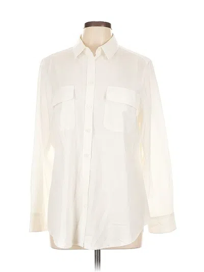 Pre-owned Chico's Long Sleeve Button Down Shirt In White