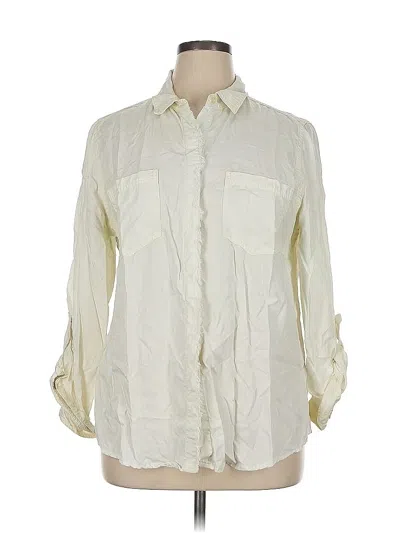 Pre-owned Chico's Long Sleeve Button Down Shirt In White