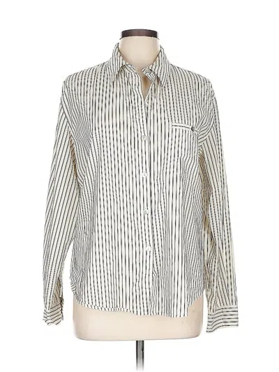 Pre-owned Chico's Long Sleeve Button Down Shirt In White
