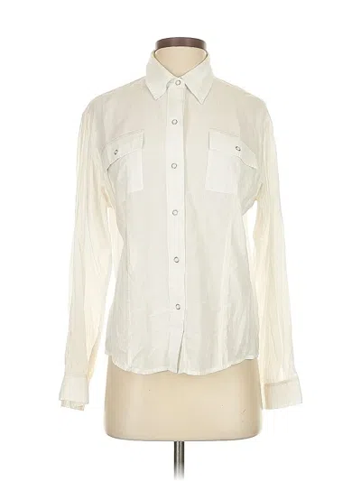 Pre-owned Chico's Long Sleeve Button Down Shirt In White