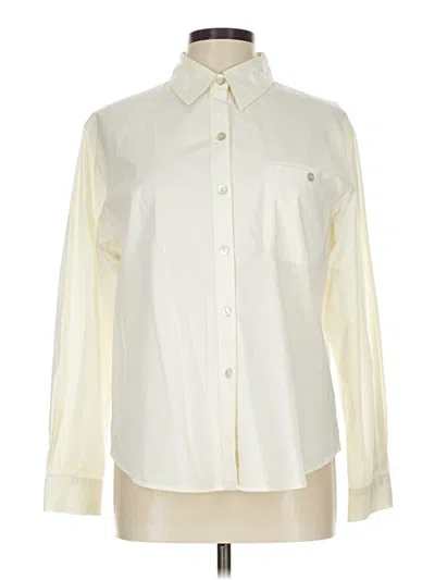 Pre-owned Chico's Long Sleeve Button Down Shirt In White