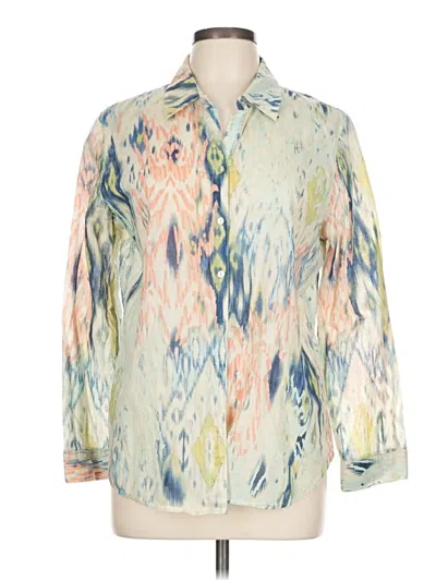 Pre-owned Chico's Long Sleeve Button Down Shirt In White