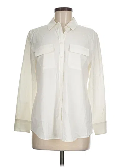 Pre-owned Chico's Long Sleeve Button Down Shirt In White