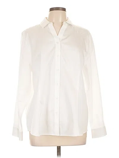 Pre-owned Chico's Long Sleeve Button Down Shirt In White