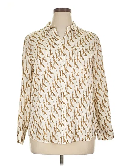 Pre-owned Chico's Long Sleeve Button Down Shirt In White