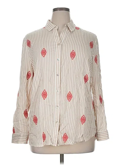 Pre-owned Chico's Long Sleeve Button Down Shirt In White