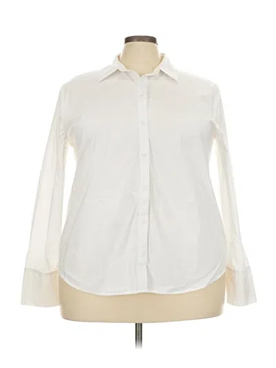 Pre-owned Chico's Long Sleeve Button Down Shirt In White