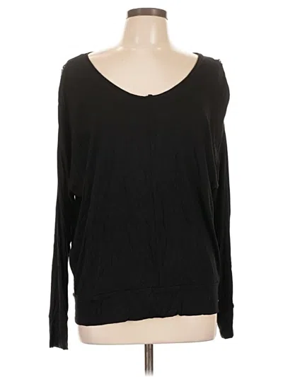 Pre-owned Chico's Long Sleeve Henley Shirt In Black