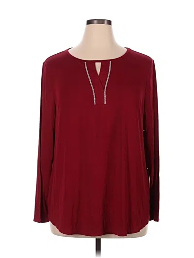 Pre-owned Chico's Long Sleeve Henley Shirt In Burgundy