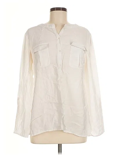 Pre-owned Chico's Long Sleeve Henley Shirt In Ivory