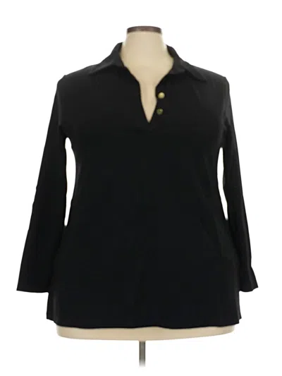 Pre-owned Chico's Long Sleeve Polo Shirt In Black