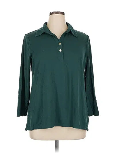 Pre-owned Chico's Long Sleeve Polo Shirt In Blue