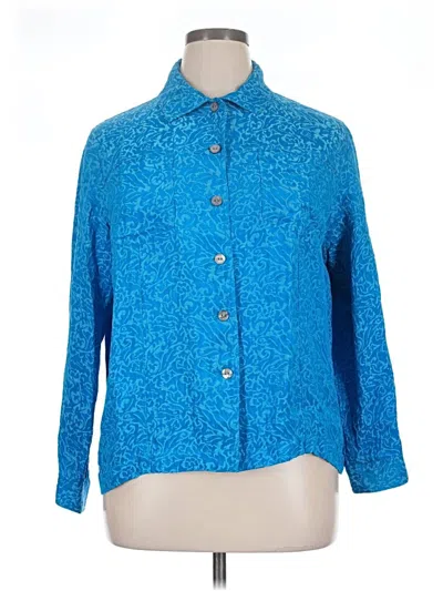 Pre-owned Chico's Long Sleeve Polo Shirt In Blue