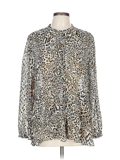 Pre-owned Chico's Long Sleeve Polo Shirt In Brown