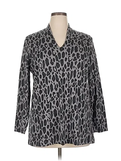 Pre-owned Chico's Long Sleeve Polo Shirt In Gray