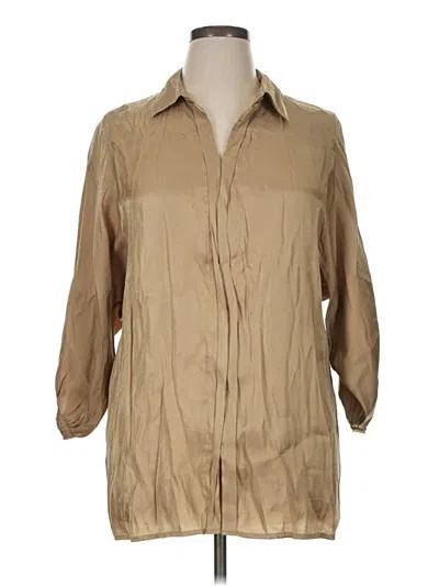 Pre-owned Chico's Long Sleeve Polo Shirt In Tan