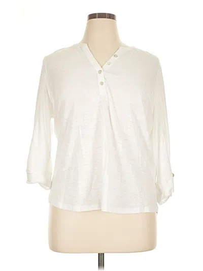 Pre-owned Chico's Long Sleeve Polo Shirt In White