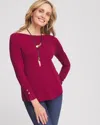 CHICO'S LONG SLEEVE PULLOVER SWEATER IN BERRY COMPOTE SIZE 20/22 | CHICO'S