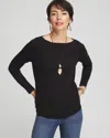Chico's Long Sleeve Pullover Sweater In Black Size 12/14 |  In Black