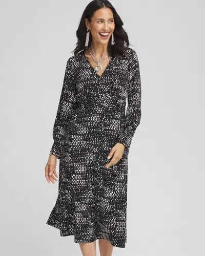 Chico's Long Sleeve Surplice Midi Dress In Black Size 12/14 |