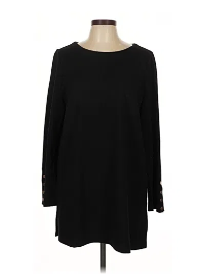 Pre-owned Chico's Long Sleeve Top Black Boatneck Tops