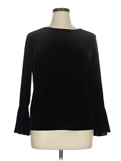 Pre-owned Chico's Long Sleeve Top Black Boatneck Tops