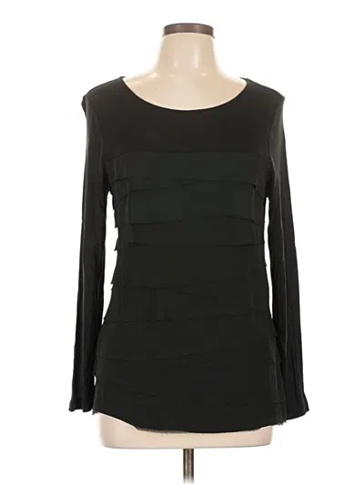 Pre-owned Chico's Long Sleeve Top Black Boatneck Tops