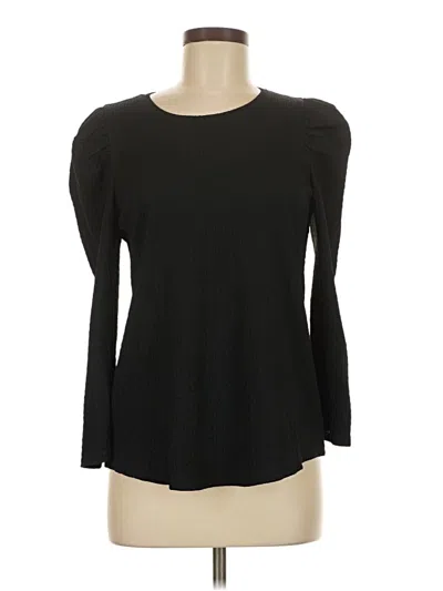 Pre-owned Chico's Long Sleeve Top Black Boatneck Tops