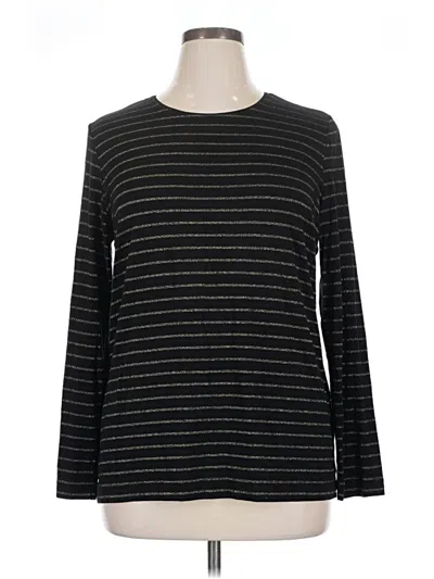 Pre-owned Chico's Long Sleeve Top Black Crew Neck Tops