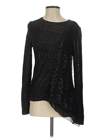 Chico's Long Sleeve Top Black One Shoulder Neckline Tops