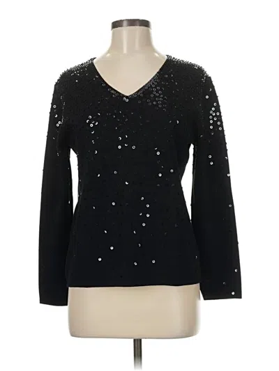 Pre-owned Chico's Long Sleeve Top Black V-neck Tops