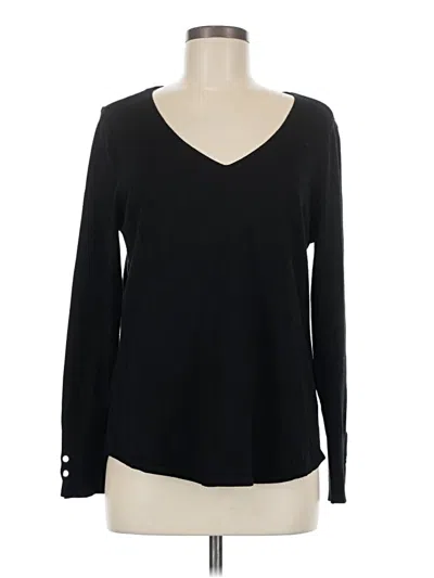 Pre-owned Chico's Long Sleeve Top Black V-neck Tops