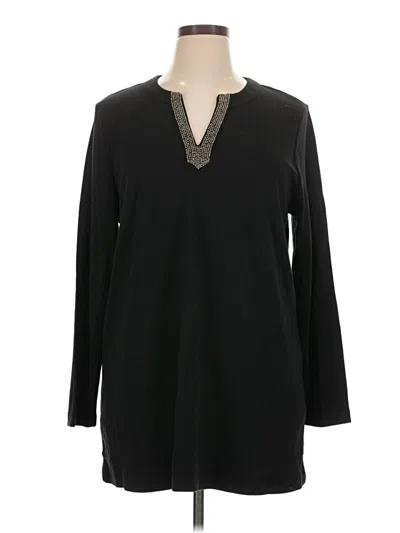 Chico's Long Sleeve Top Black V-neck Tops