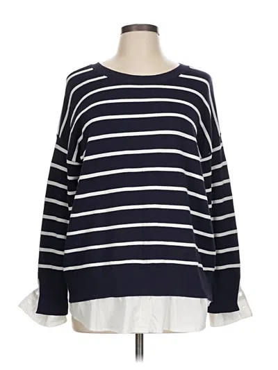 Pre-owned Chico's Long Sleeve Top Blue Boatneck Tops