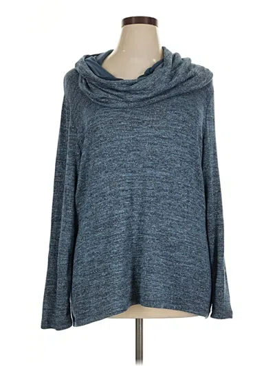 Pre-owned Chico's Long Sleeve Top Blue Cowl Neck Tops