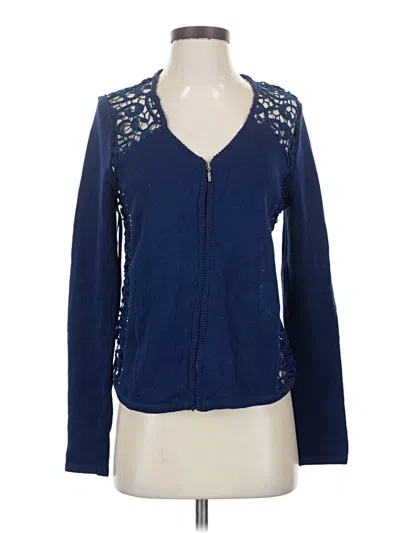 Pre-owned Chico's Long Sleeve Top Blue Plunge Neckline Tops