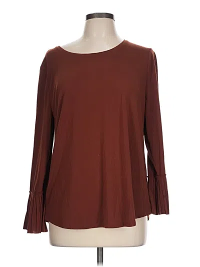 Pre-owned Chico's Long Sleeve Top Brown Boatneck Tops