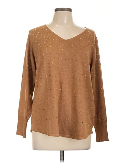 Chico's Long Sleeve Top Brown V Neck Tops