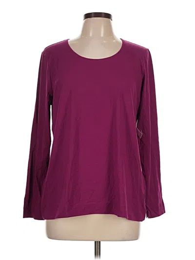 Pre-owned Chico's Long Sleeve Top Burgundy Boatneck Tops