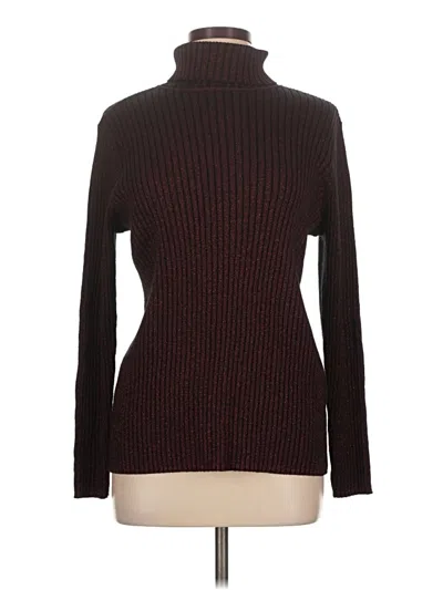 Pre-owned Chico's Long Sleeve Top Burgundy Turtleneck Tops