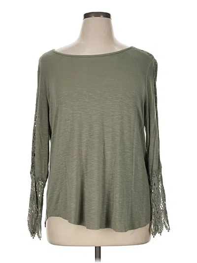 Pre-owned Chico's Long Sleeve Top Green Boatneck Tops