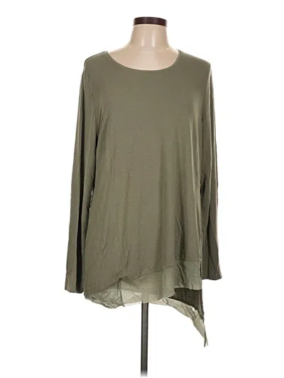 Pre-owned Chico's Long Sleeve Top Green Scoop Neck Tops