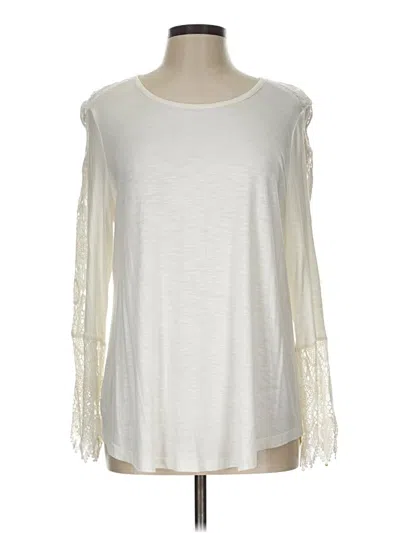 Pre-owned Chico's Long Sleeve Top Ivory Cold Shoulder Neckline Tops