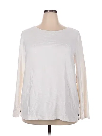 Pre-owned Chico's Long Sleeve Top Ivory Crew Neck Tops
