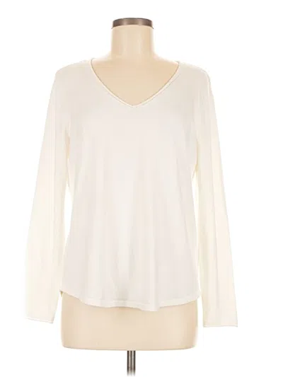 Pre-owned Chico's Long Sleeve Top Ivory V Neck Tops In White