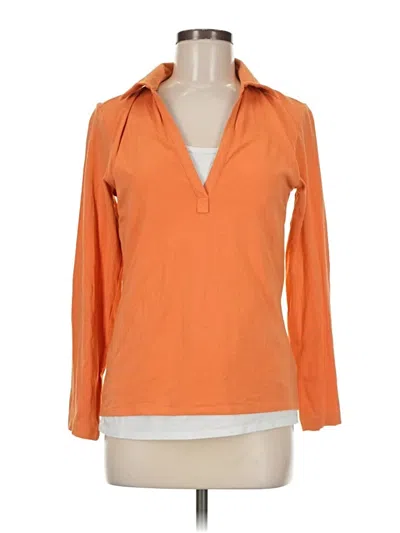 Pre-owned Chico's Long Sleeve Top Orange Cowl Neck Tops
